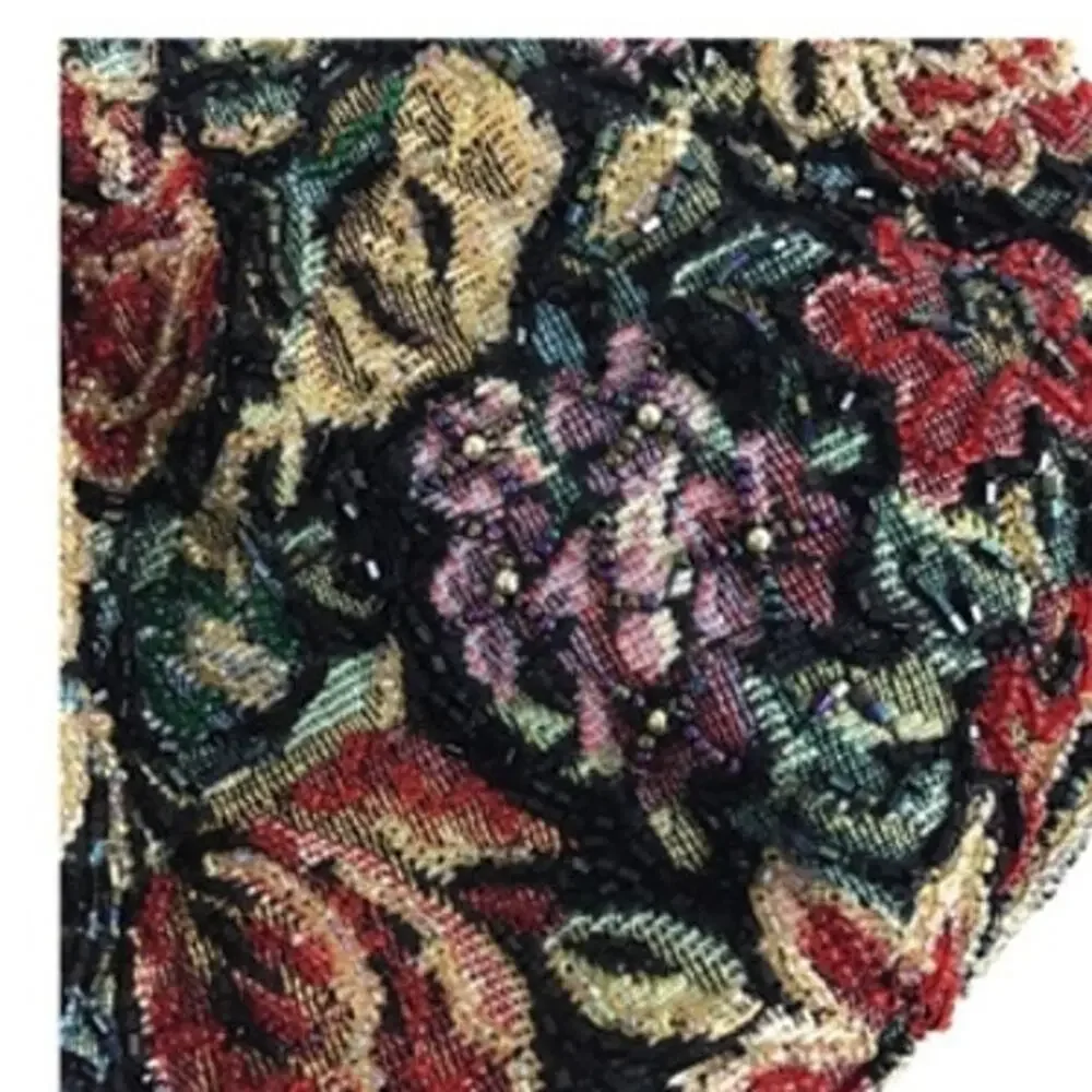 Y2K Vintage Woven Floral Tapestry Top Handle Bag with Long Shoulder Chain